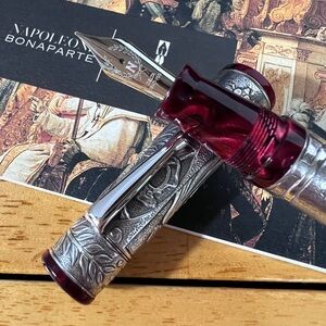 🇮🇹Delta Sterling Silver and Red Fountain Pen , Napoleon         808 in WW, New